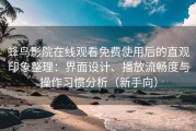 蜂鸟影院在线观看免费使用后的直观印象整理：界面设计、播放流畅度与操作习惯分析（新手向）