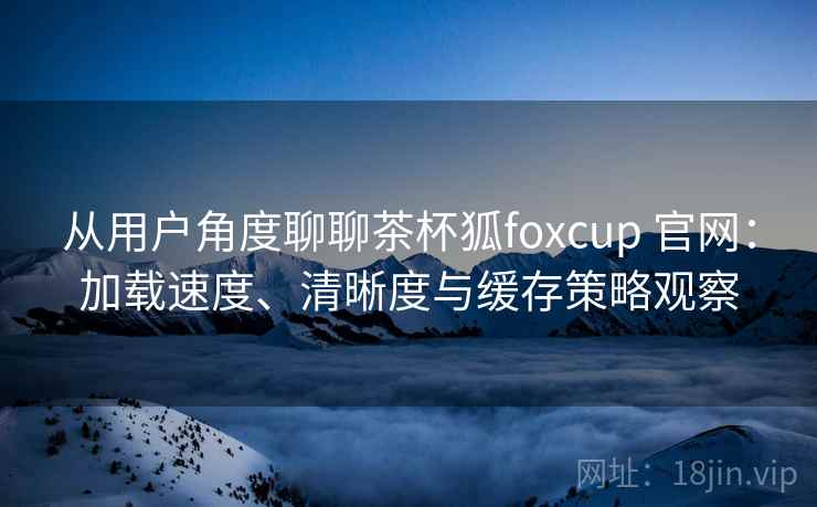 从用户角度聊聊茶杯狐foxcup 官网：加载速度、清晰度与缓存策略观察